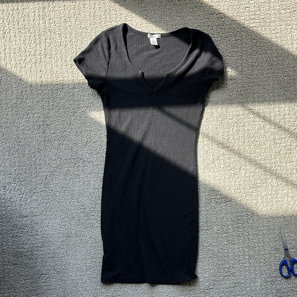 Bozzolo Tops - Bozzolo Black Ribbed Short Sleeve Top